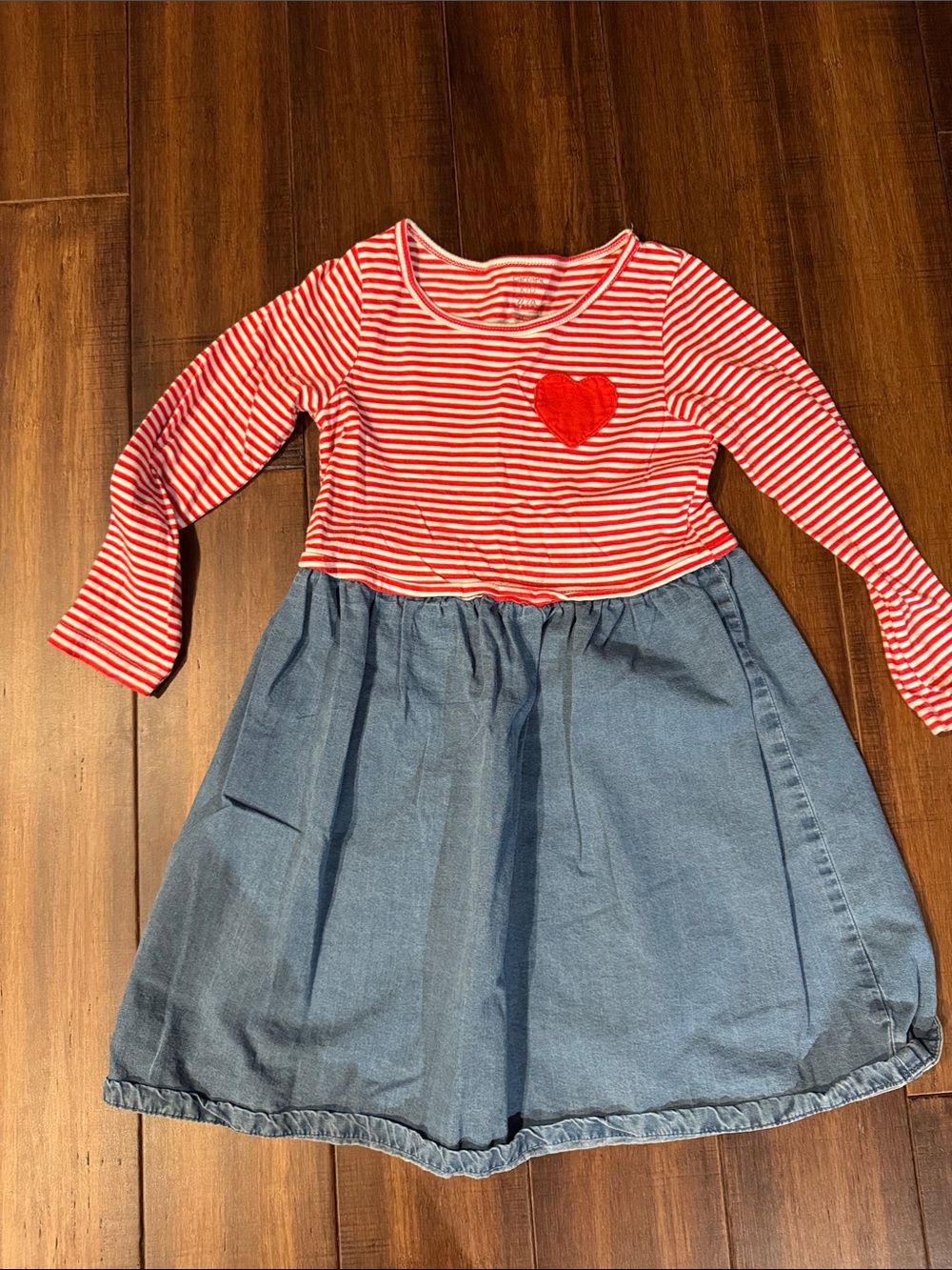 Carter's Red Striped Top with Denim Skirt Dress